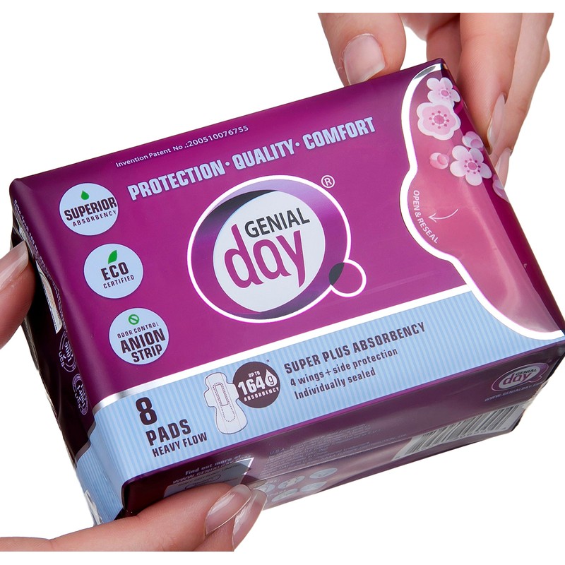 Genial Day Super Absorbent Heavy Flow Pads, 8 Count
