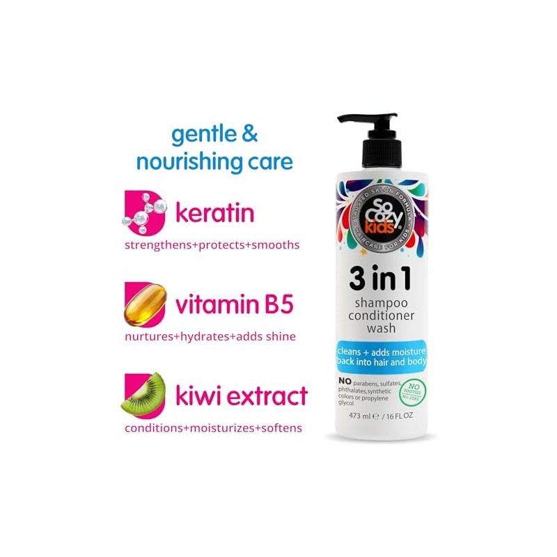 Kids, 3 in 1 Shampoo Conditioner Wash, 10.5 fl oz