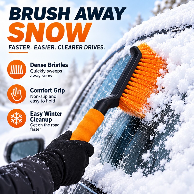 2-in-1 Car Snow Brush & Ice Scraper – 44cm Windshield