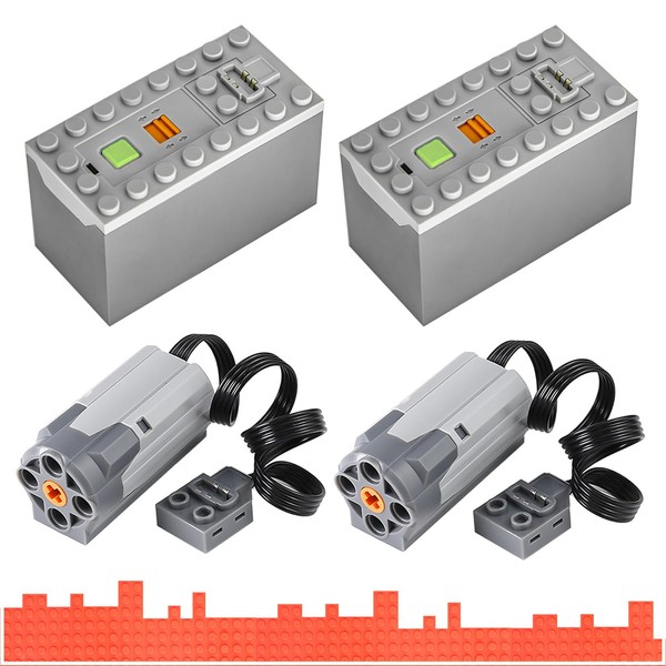 AIMATRIX 4pcs Power Function 2*AAA-Battery-Box and 2*M-Motors, Compatible with Technic