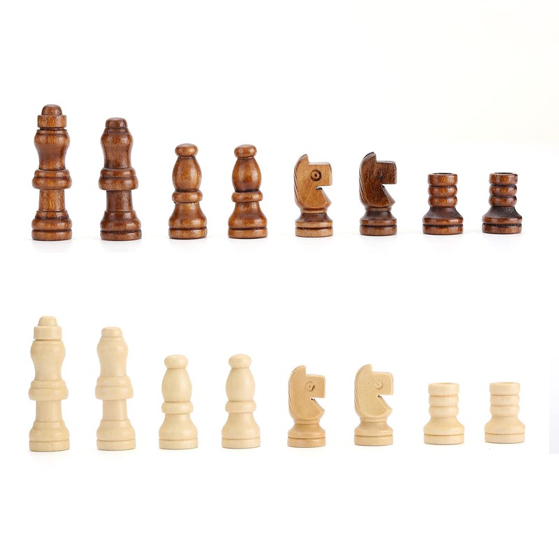 62 Pieces Wooden Checker Pieces & Chess Pieces 2 in