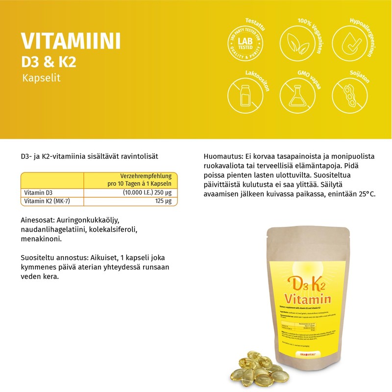 Vitamin D3 10,000 IU + Vitamin K2 125 mcg Menaquinon
