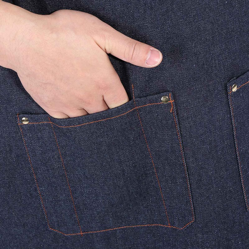 Syrisora ​​Denim Bib Apron with Leather Strap for Baker, Bartender