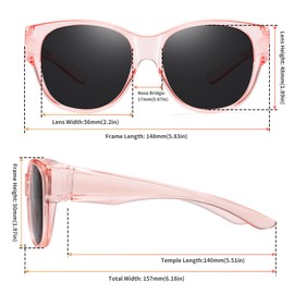 GEGURI Fit Over Glasses Polarized Sunglasses for Women & Men, Stylish Cat Eye Design Sun Glasses 100% UV Protection