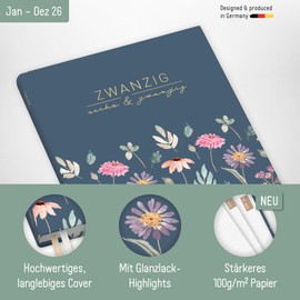 Häfft® Chäff-Timer Classic Calendar 2026 A5 "Flying Flowers" Book Calendar, Appointment Calendar, Weekly Planner for 12 Months: Jan 2026 to Dec. 2026 - Sustainable and Climate Friendly