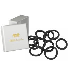 HAARallerliebst Hair Bobbles Extra Soft (Pack of 10 | Black | 4 cm) with Box for Storage (Box Colour: White; Colour: Black)