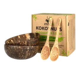 pandoo Coconut Bowls Set of 2 – 100 % Natural Product – Plastic-Free Alternative – Handmade and Polished with Coconut Oil