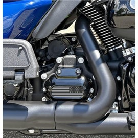 Kustom Cycle Parts Black & Grey American Flag Metal M8 Transmission Cover Insert! Compatible with Harley Davidson M8 Motors. (Black & Grey Flag)