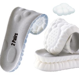 2 Pairs Cloud Soles for Men and Women Men's Comfortble Shoe Steppers Insoles Sole Inserts Memory Foam Insoles for Women/Men (US-Women-5-8.5)