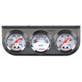 Actron SP0F000039 Bosch Style Line 1-1/2" Mini Triple Gauge Kit (White Dial Face, Chrome Bezel)