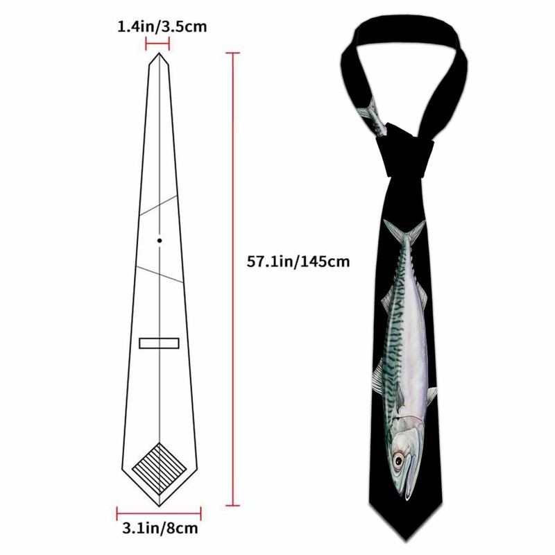 Yakuna Fish Men's Tie Mackerel Salmon Sea Artistic Features Men's