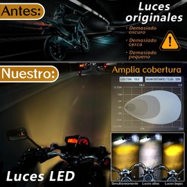Luces Exploradoras para Moto, Faros Ambar y Blanco LED, Luce Auxiliares para Motocicleta, Luces de Conducción Todoterreno, Barra de luces antiniebla LED, para Moto, SUV, Bicicleta Eléctrica, etc