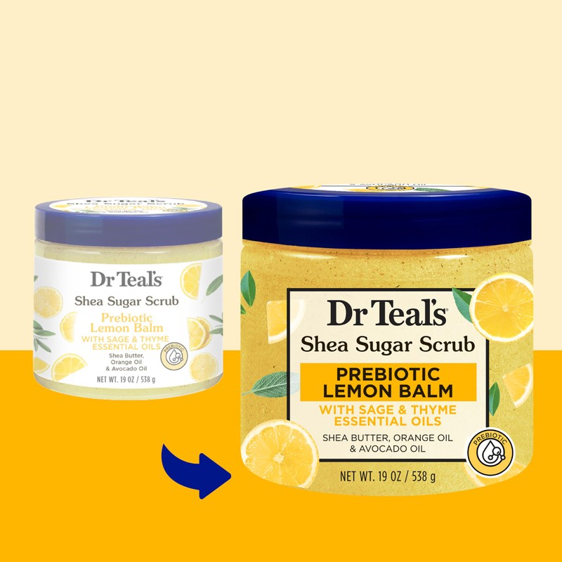 Dr Teal's Shea Sugar Scrub Prebiotic Lemon Balm 538Gm