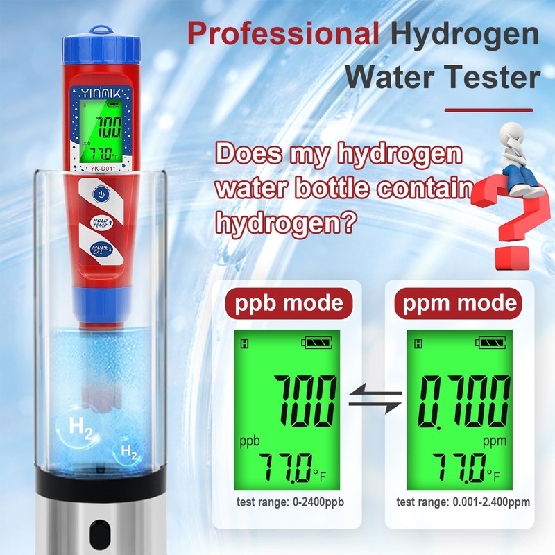 Hydrogen Water Tester, YINMIK 2024 Hydrogen Tester, Digital Hydrogen Water