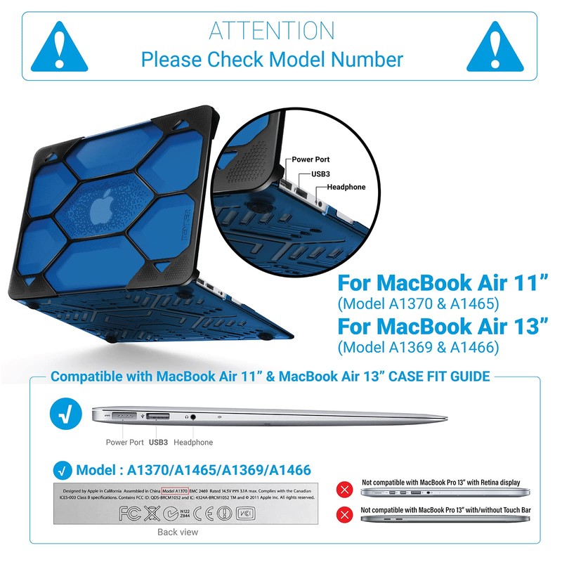 IBENZER Compatible with MacBook Air 13 Inch Case A1466 A1369,