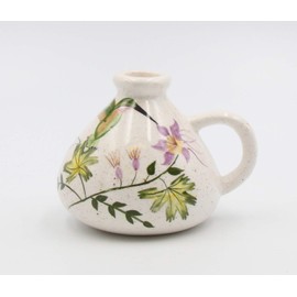Cosmos Gifts Fine Ceramic Hand Painted Hummingbird with Flowers Taper Candle Holder (Candle NOT Included), 4" H
