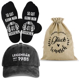 Jeasona Gift Set with Socks Baseball Cap Gift Bag Gifts for Birthday Man, Multicoloured-40, One size fits all