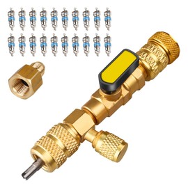 Valve Core Remover Tool - Dual Size SAE 1/4 & 5/16 Port Valve Core Remover/Installer Exclusive for Home HVAC (R22 R12 R407 R32 R404 R410A R600 Compatible, Not for A/C Use) with 20 PCS Valve Cores