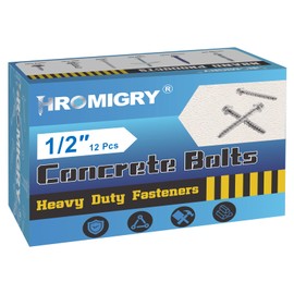 HROMIGRY 1/2" x 3" Concrete Screws (12 Pack) 1/2 inch Concrete Anchor Bolts for Masonry, Cement, Brick or Block, Zinc Plated