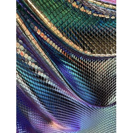 Fish Skin Mermaid Design Iridescent Two Tone Foil On Nylon Spandex 4-way Stretch