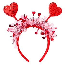HATOTO Valentines Day Headband Red Heart Hair Accessories for Women Girls, Red Sequin Love Hearts Hair Band Shiny Non Slip Headbands Wedding Valentines Party Outfit Supplies Decoration