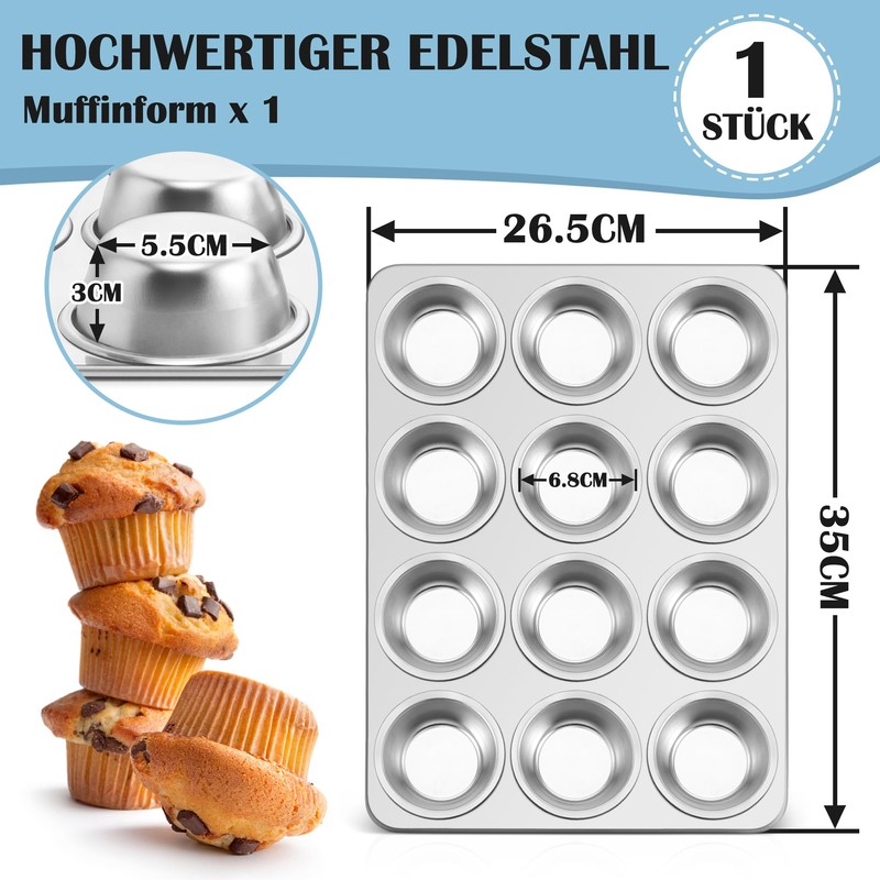 HaWare Stainless Steel Muffin Mould for 12 Muffins
