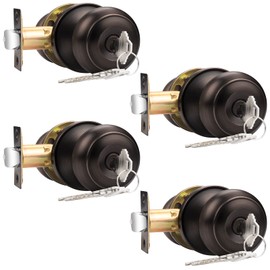 Probrico Keyed Entry Door Knobs, Exterior Interior Door Knob with Lock 4 Pack, Bedroom Bathroom Door Knobs with Same Key, Oil Rubbed Bronze