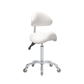 Saddle Stool Rolling Chair with Back Support,Esthetician Tattoo Dental Stool Chair,Lash Chairs for Eyelash Tech Massage Salon(White,with Backrest)