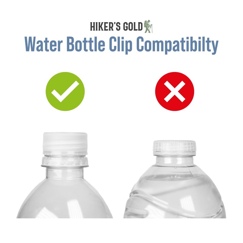 Hiker's Gold Water Bottle Clip for Hiking, Backpacking