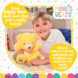 Mood Bears® Happy Bear (Large) – Soft Yellow Teddy Bear for Kids & Adults, Encouraging Positivity & Emotional Well-Being
