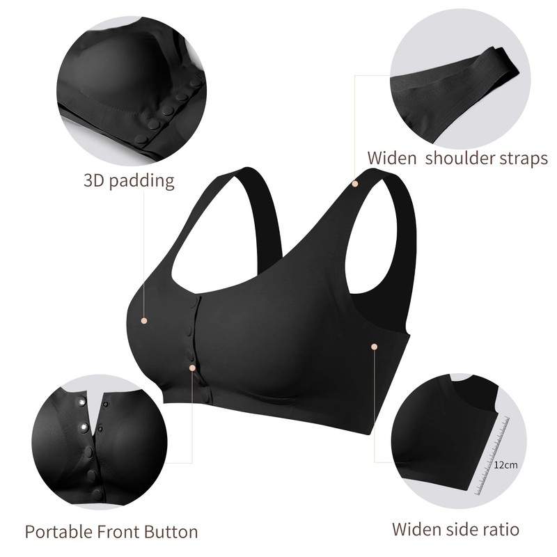 Lervanla Mastectomy Bras with Pockets for Prosthesis Front Closure Bras
