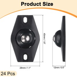 uxcell 24 Pcs Self Adhesive Caster Wheels, 360 Degree Rotation Mini Caster Swivel Rollers Universal Sticky Swivel Wheels for Furniture Storage Bins Trash Can (Black, 1 Steel Rolling Ball)