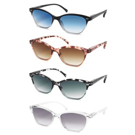 MODFANS Women Reading Glasses 4 Pack Sunglasses Readers Women Outdoor Blue Light Blocking Reading Glasses Anti Glare UV Filter Spring Hinge(Magnifying 1.5-Not Bifocals)