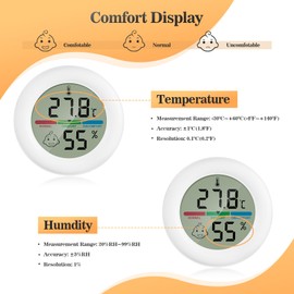Thlevel Humidity Meter Hygrometer Thermometer Temperature Digital Indoor Room Thermometer with Comfort Levels Indicator and Holder for Office Living Room Greenhouse 3 Pieces