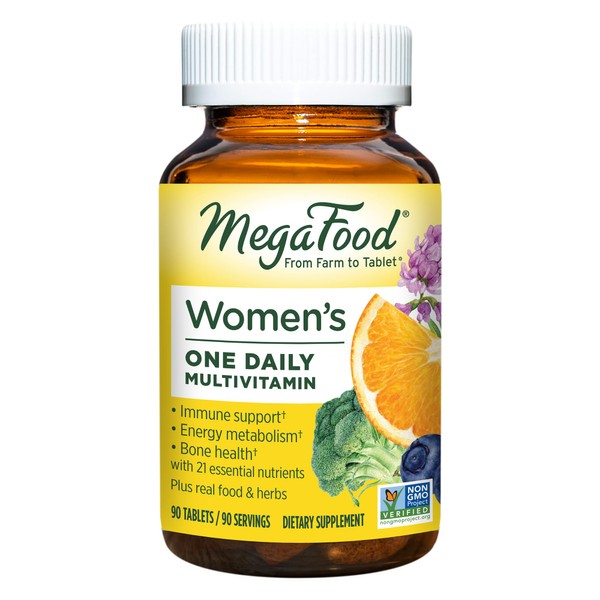 MegaFood Women's One Daily - Women's Multivitamin - with B Complex Vitamins, Iron, and Vitamin D - Gluten-Free and Made Without Dairy or Soy - 90 Tablets