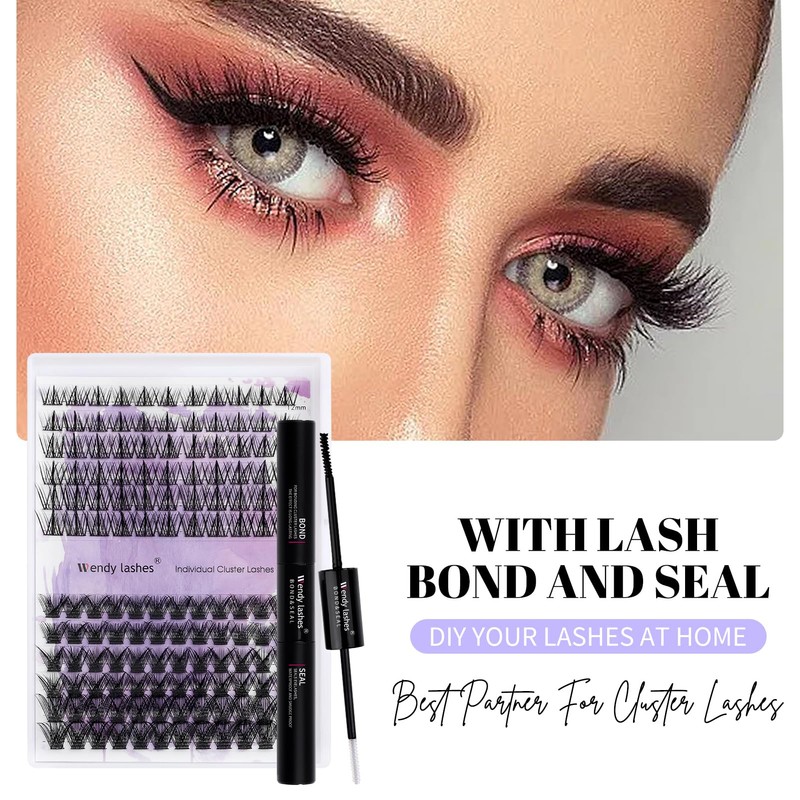 Individual Eyelash Clusters, Lashes, D Curl, 12-16 mm, 0.07 mm,