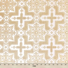 Ecclesiastical Metallic Brocade Fabric - Poly Metallic 58/60" by The Yard (White/Gold)