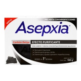 Jabón Purificante Asepxia Carbón Detox - Elimina Impurezas, Puntos Negros y Exceso de Grasa 