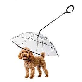 NAMSAN Clear Umbrella for Dogs Small, Doggy Umbrella Leash for Rain Walking, Small Dog Umbrella with Metal Chain, Self-Assembly, Adjustable