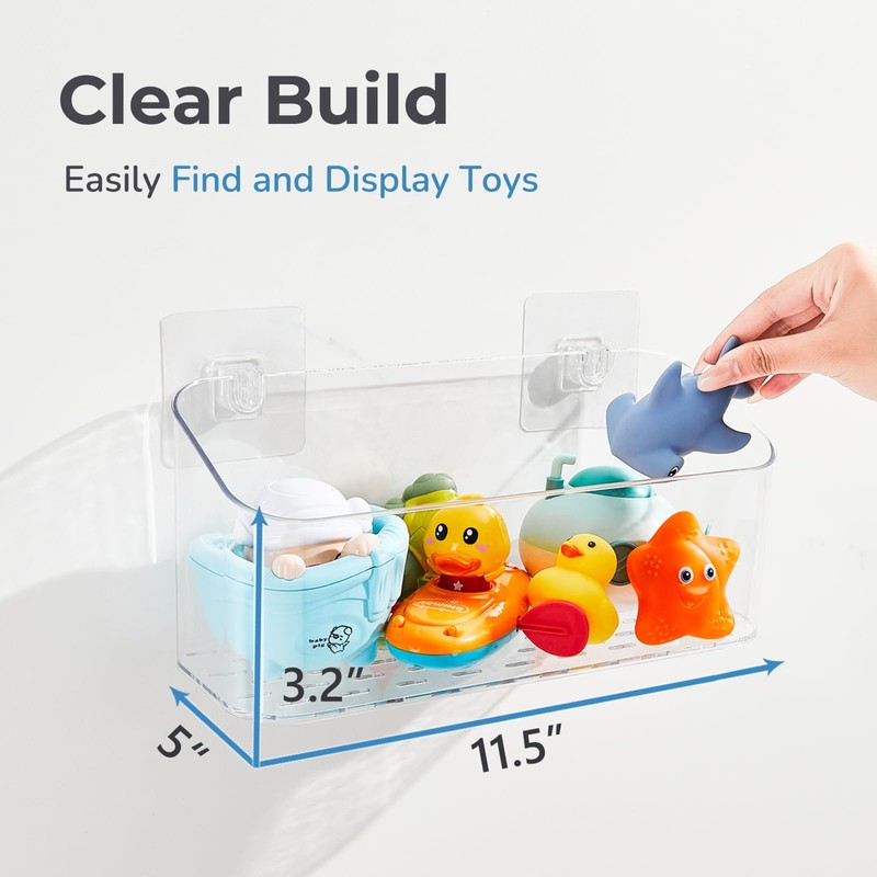CQUNM Bath Toy Storage Holder for Bathtub, Clear Bath Toy