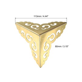 uxcell 2 Pcs Brass Edge Guard, 80mm Decorative Box Corner Cover, Corner Protector, Vintage Stair Dust Corners with Screws, Gold