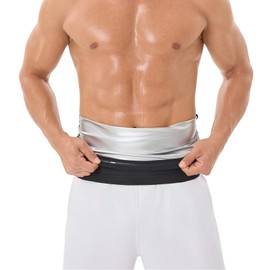 Donason Waist Trainer for Men Sauna Belt Compression Heated Comfort Tight Belt Sweat Band Slimming Gym Workout Exercise Sliver