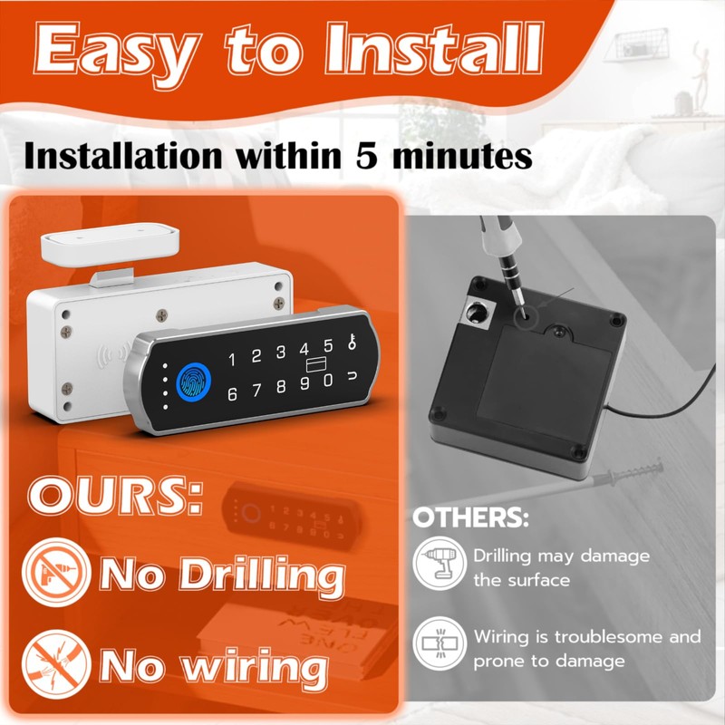 Eseesmart Smart Cabinet Lock, Magnetic Digital Electronic RFID Keyless Bluetooth
