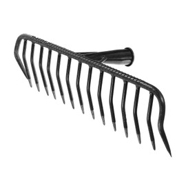 HARFINGTON Garden Rake Replacement Head 15 Tines Cast Iron Rake Head for Garden Preparation Leaf Debris Cleanup Soil Aeration Educational Tool, Black