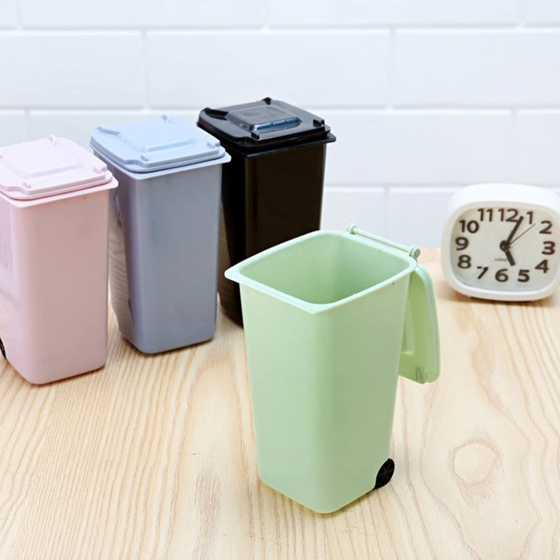 3pcs Mini Trash Can with Lid Multi-functional Desktop Waste Bucket