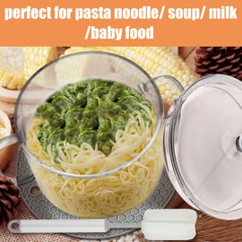 Tioncy 2 Pcs Clear Glass Pots for Cooking on Stove 1.3 L 44 oz Glass Saucepan with Lid Handle Simmer Pot Handmade Cookware Borosilicate Cooking Pot with Brushes and Silicone Mats(Modern)