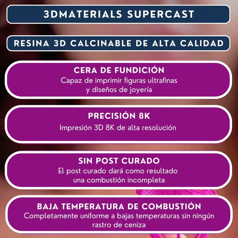Impresora 3d Resina Calcinable Para Joyeria 3dmaterials 1kg