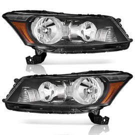 WEELMOTO Headlights Assembly Pair For 2008-2012 Honda Accord 4Dr,compatible with 2008 2009 2010 2011 2012 Honda Accord Headlight Does NOT fit coupe models or Crosstour models