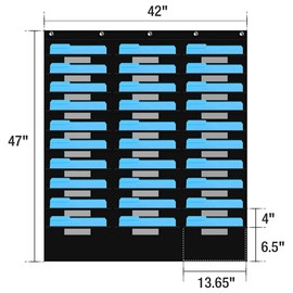 VNOM Classroom Mail Center Organization Storage Pocket Chart with 30 Pockets,Hanging Wall File Folder Organizer Holder with Label Window,5 Over Door Hangers Included,Perfect for Office Home School