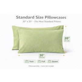 Evolive Ultra Soft Brushed Microfiber Standard Size 20"x30" Pillowcases Pair Set of 2 with Envelope Closure (Sage, 20"x30" Standard)